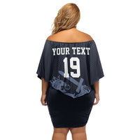 Custom World Football 2026 Netherlands Family Matching Off Shoulder Short Dress and Hawaiian Shirt Holland Navy Dutch Lion - Wonder Print Shop