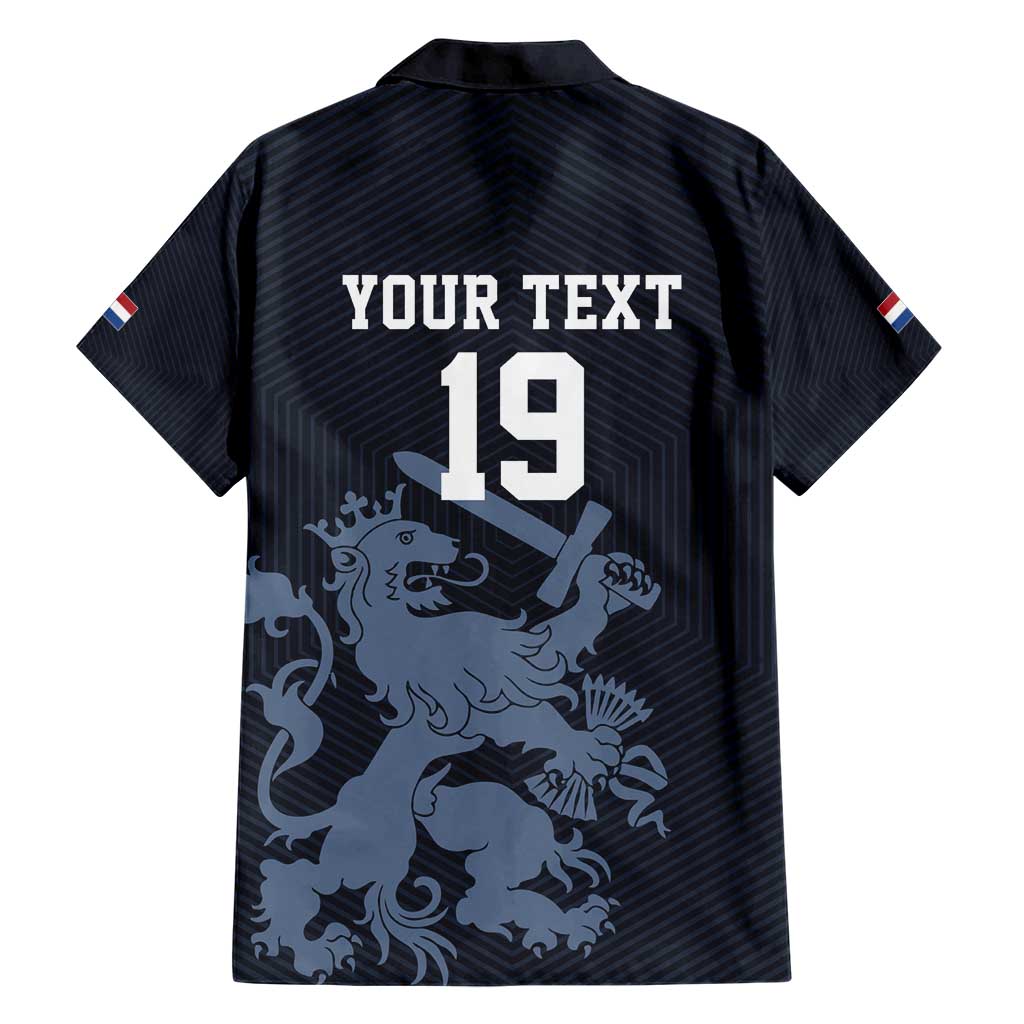 Custom World Football 2026 Netherlands Family Matching Short Sleeve Bodycon Dress and Hawaiian Shirt Holland Navy Dutch Lion - Wonder Print Shop