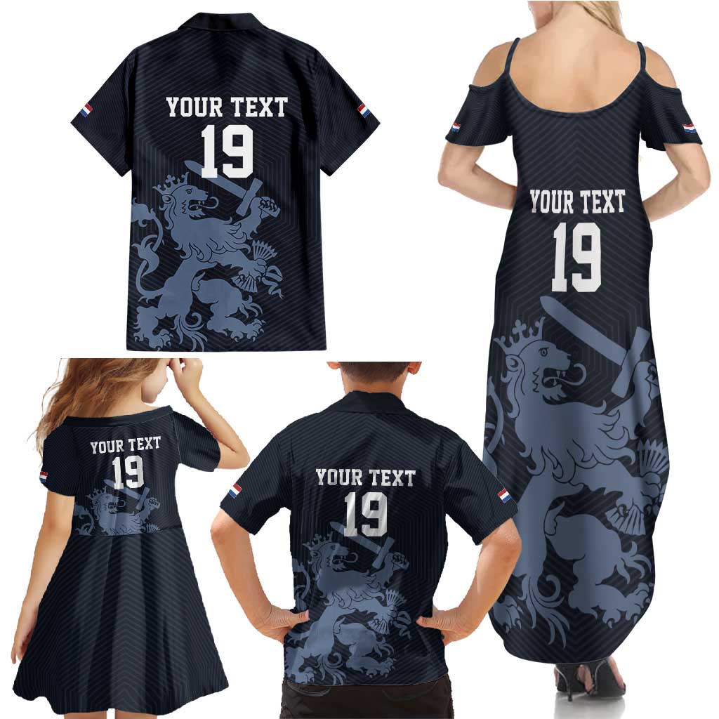 Custom World Football 2026 Netherlands Family Matching Summer Maxi Dress and Hawaiian Shirt Holland Navy Dutch Lion - Wonder Print Shop