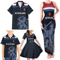 Custom World Football 2026 Netherlands Family Matching Tank Maxi Dress and Hawaiian Shirt Holland Navy Dutch Lion - Wonder Print Shop