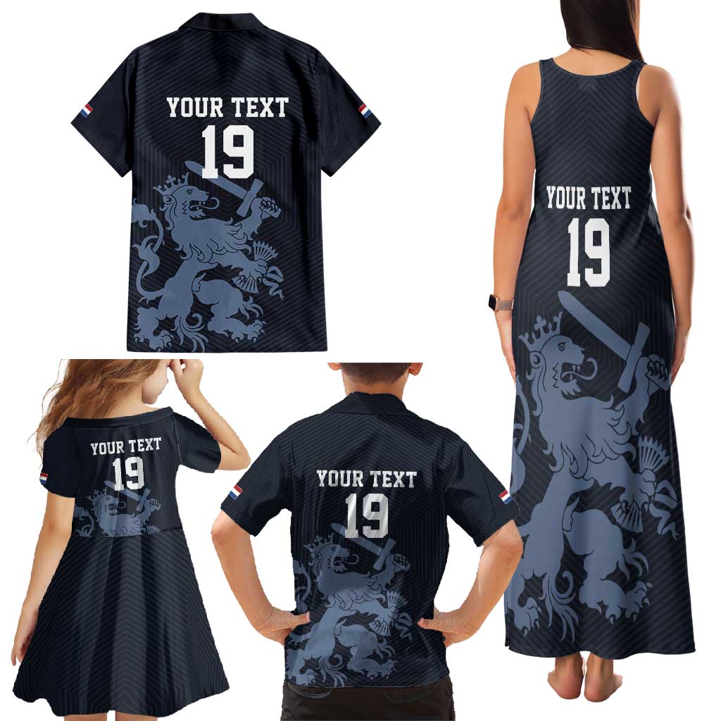 Custom World Football 2026 Netherlands Family Matching Tank Maxi Dress and Hawaiian Shirt Holland Navy Dutch Lion - Wonder Print Shop