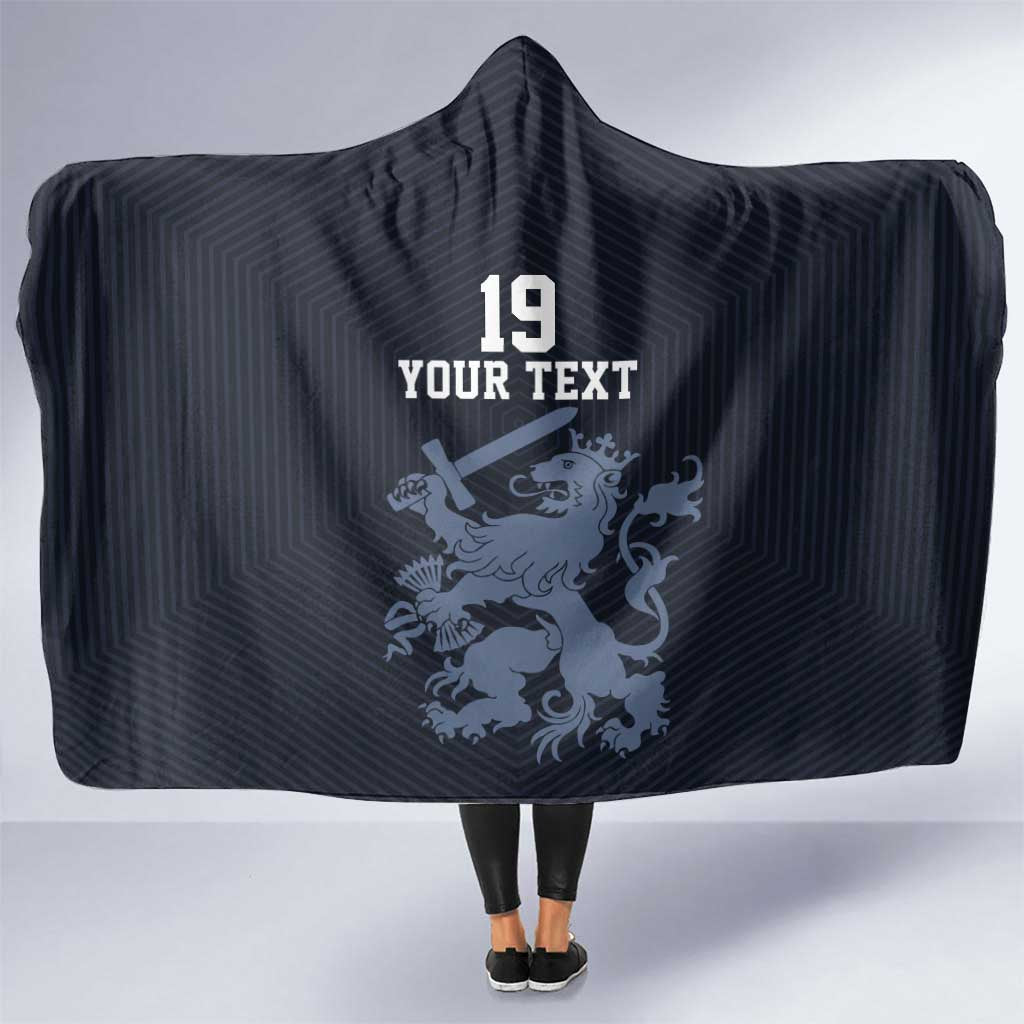 Custom World Football 2026 Netherlands Hooded Blanket Holland Navy Dutch Lion - Wonder Print Shop