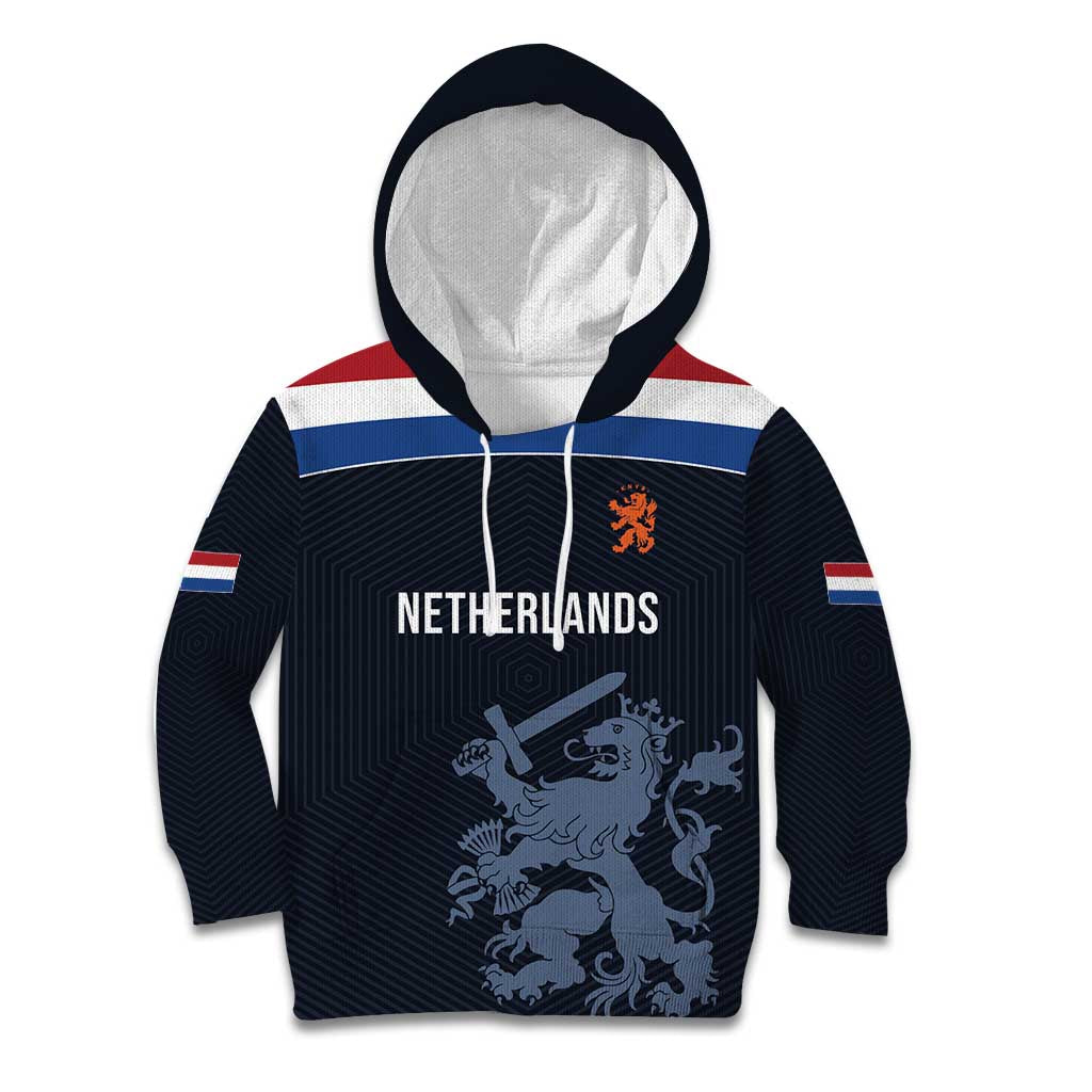 Custom World Football 2026 Netherlands Kid Hoodie Holland Navy Dutch Lion - Wonder Print Shop