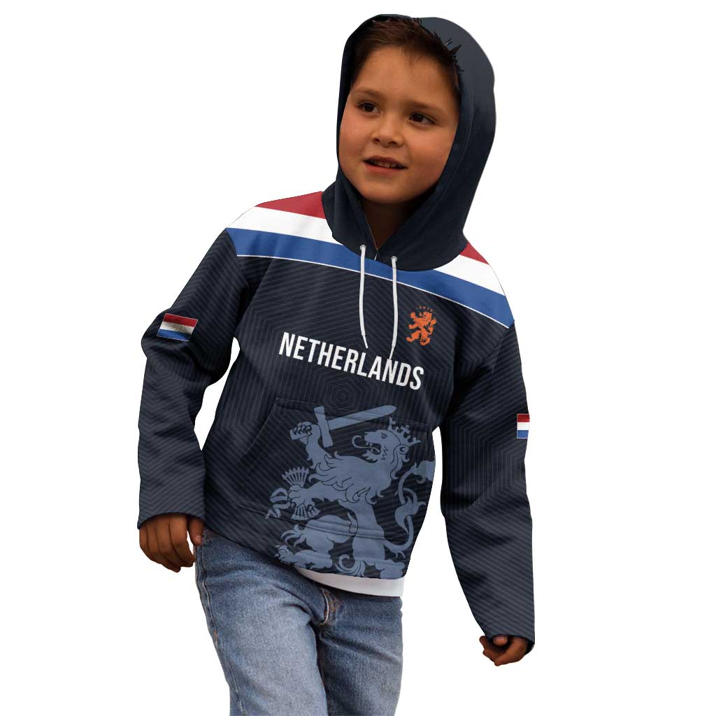 Custom World Football 2026 Netherlands Kid Hoodie Holland Navy Dutch Lion - Wonder Print Shop