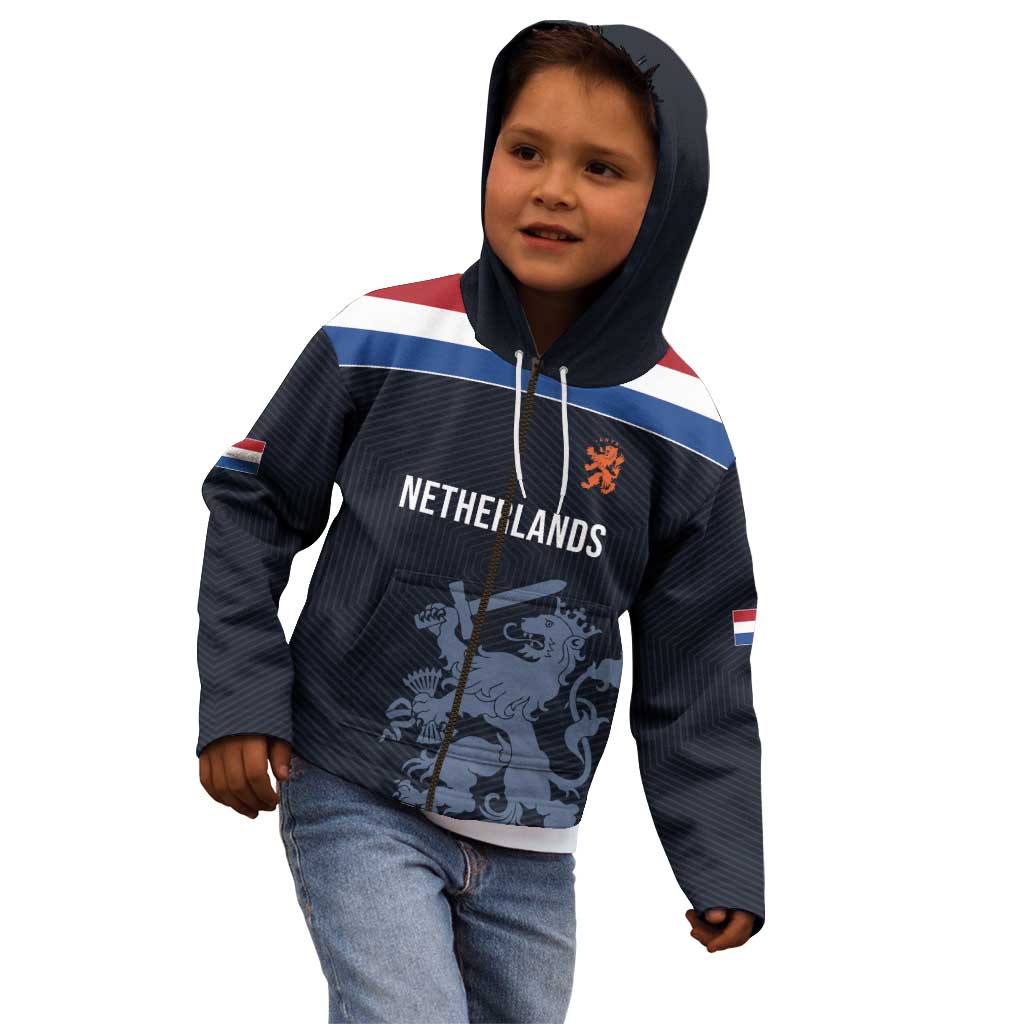 Custom World Football 2026 Netherlands Kid Hoodie Holland Navy Dutch Lion - Wonder Print Shop