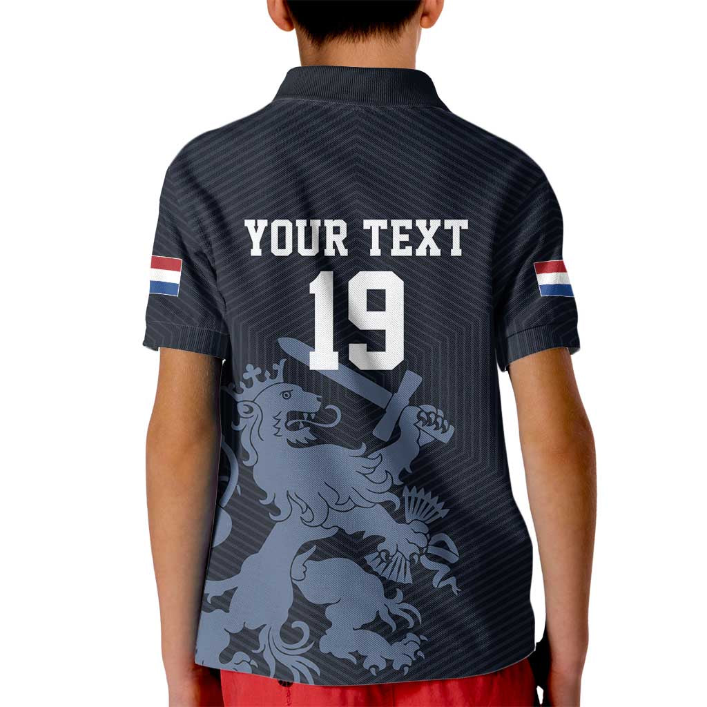 Custom World Football 2026 Netherlands Kid Polo Shirt Holland Navy Dutch Lion - Wonder Print Shop