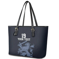 Custom World Football 2026 Netherlands Leather Tote Bag Holland Navy Dutch Lion - Wonder Print Shop