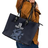 Custom World Football 2026 Netherlands Leather Tote Bag Holland Navy Dutch Lion - Wonder Print Shop