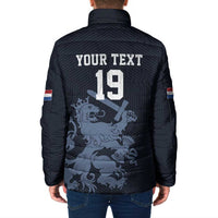 Custom World Football 2026 Netherlands Padded Jacket Holland Navy Dutch Lion - Wonder Print Shop