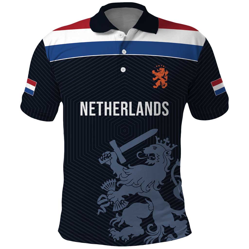 Custom World Football 2026 Netherlands Polo Shirt Holland Navy Dutch Lion - Wonder Print Shop