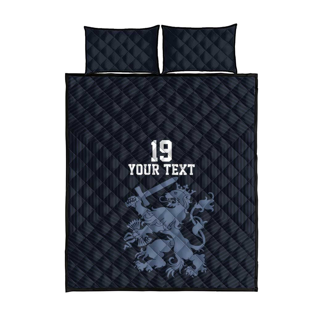 Custom World Football 2026 Netherlands Quilt Bed Set Holland Navy Dutch Lion - Wonder Print Shop