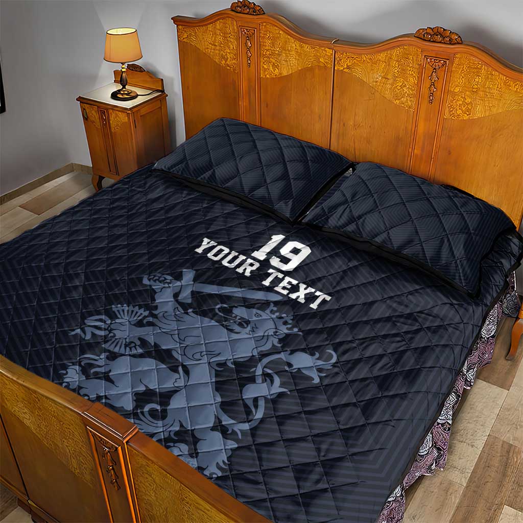 Custom World Football 2026 Netherlands Quilt Bed Set Holland Navy Dutch Lion - Wonder Print Shop