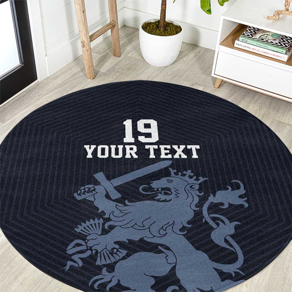 Custom World Football 2026 Netherlands Round Carpet Holland Navy Dutch Lion - Wonder Print Shop