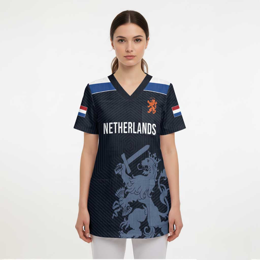 Custom World Football 2026 Netherlands Scrub Top Holland Navy Dutch Lion - Wonder Print Shop