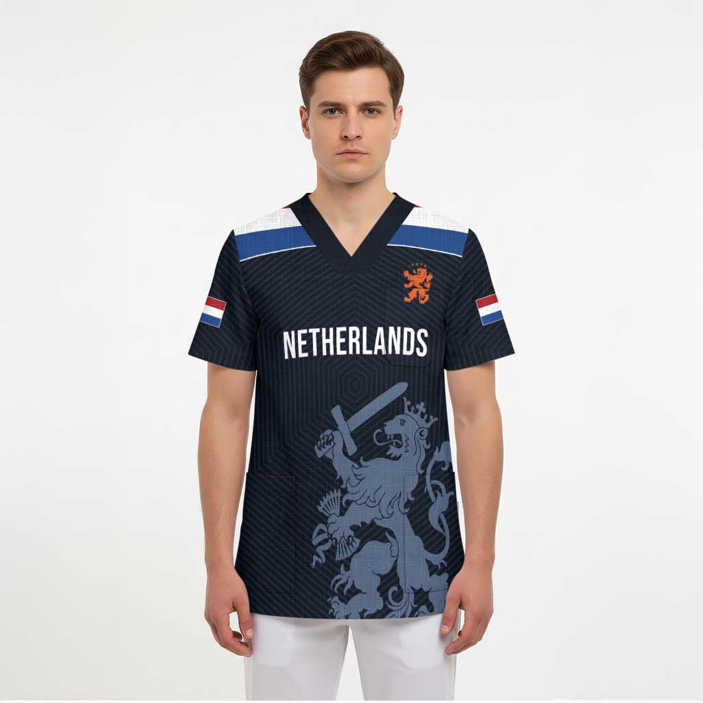Custom World Football 2026 Netherlands Scrub Top Holland Navy Dutch Lion - Wonder Print Shop