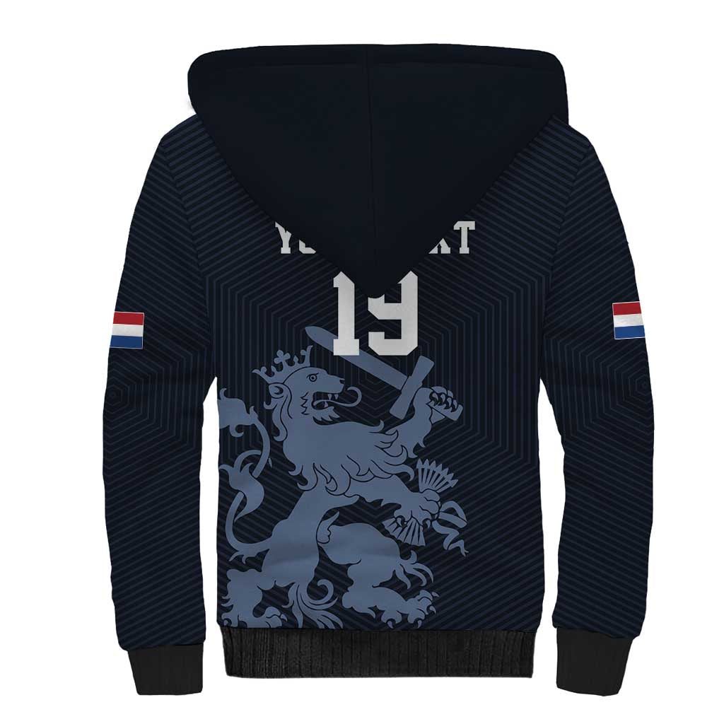Custom World Football 2026 Netherlands Sherpa Hoodie Holland Navy Dutch Lion - Wonder Print Shop
