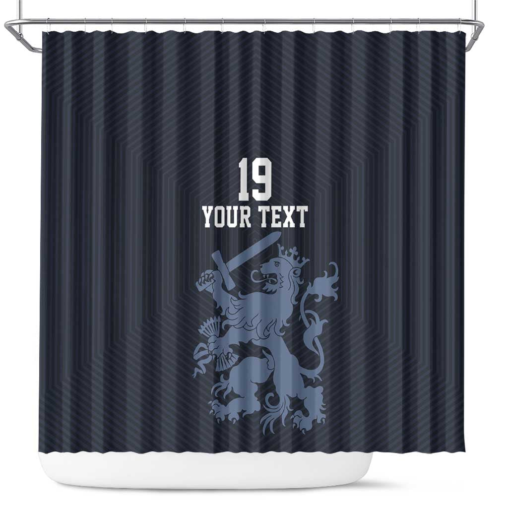 Custom World Football 2026 Netherlands Shower Curtain Holland Navy Dutch Lion - Wonder Print Shop