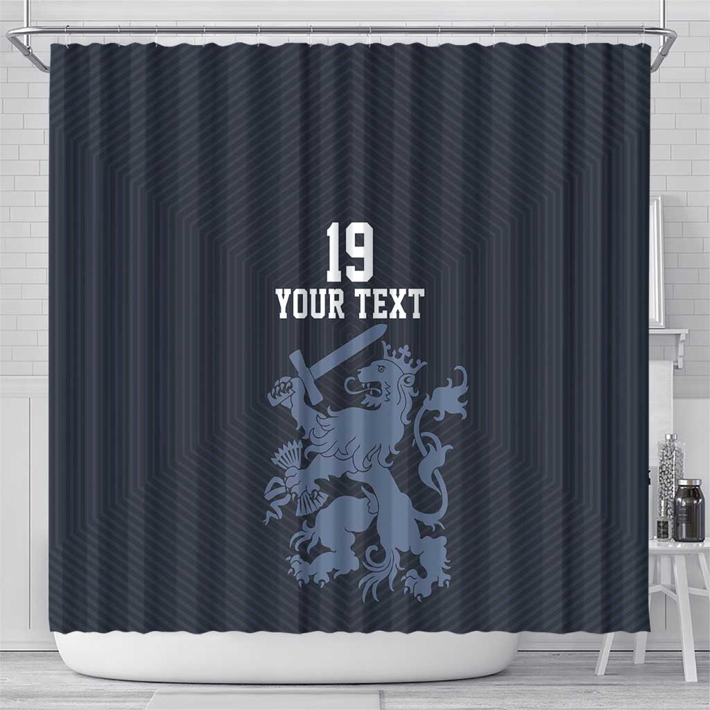 Custom World Football 2026 Netherlands Shower Curtain Holland Navy Dutch Lion - Wonder Print Shop