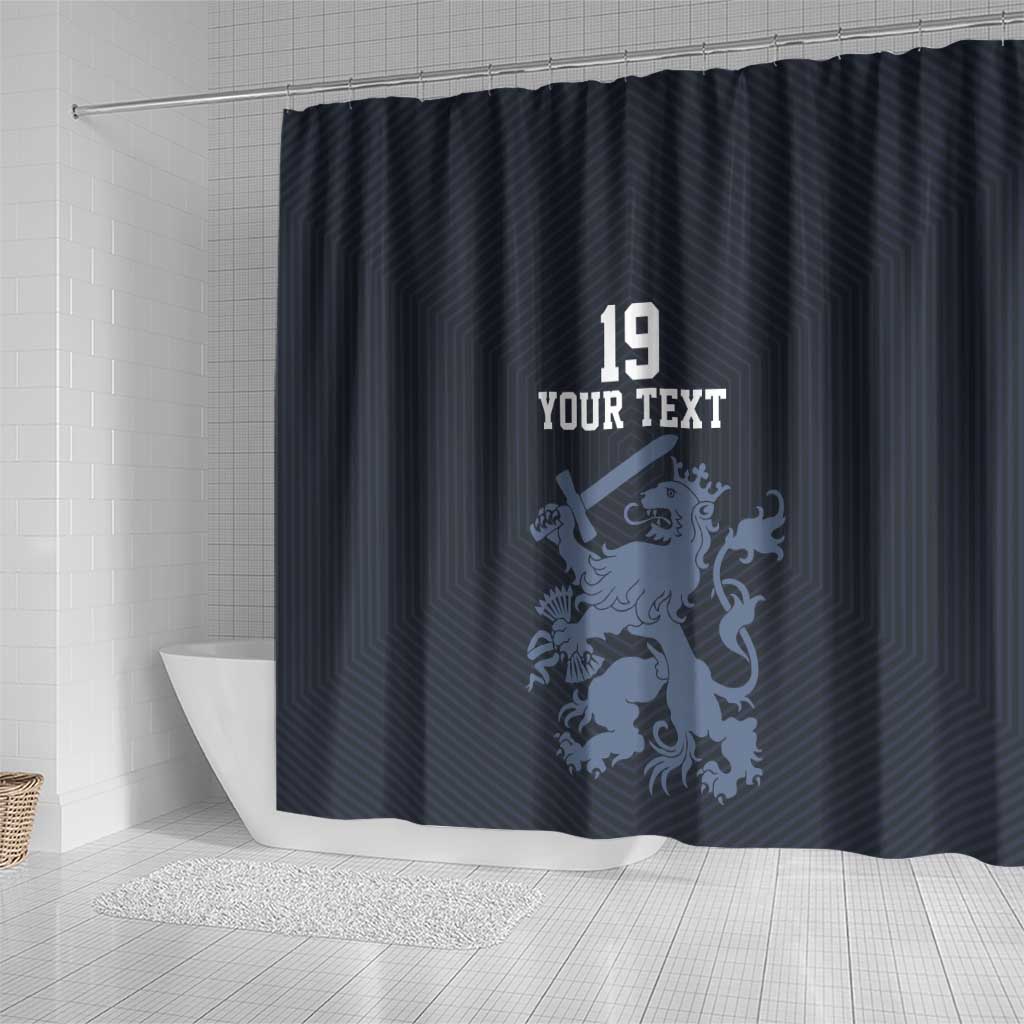 Custom World Football 2026 Netherlands Shower Curtain Holland Navy Dutch Lion - Wonder Print Shop