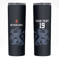 Custom World Football 2026 Netherlands Skinny Tumbler Holland Navy Dutch Lion - Wonder Print Shop