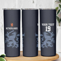 Custom World Football 2026 Netherlands Skinny Tumbler Holland Navy Dutch Lion - Wonder Print Shop