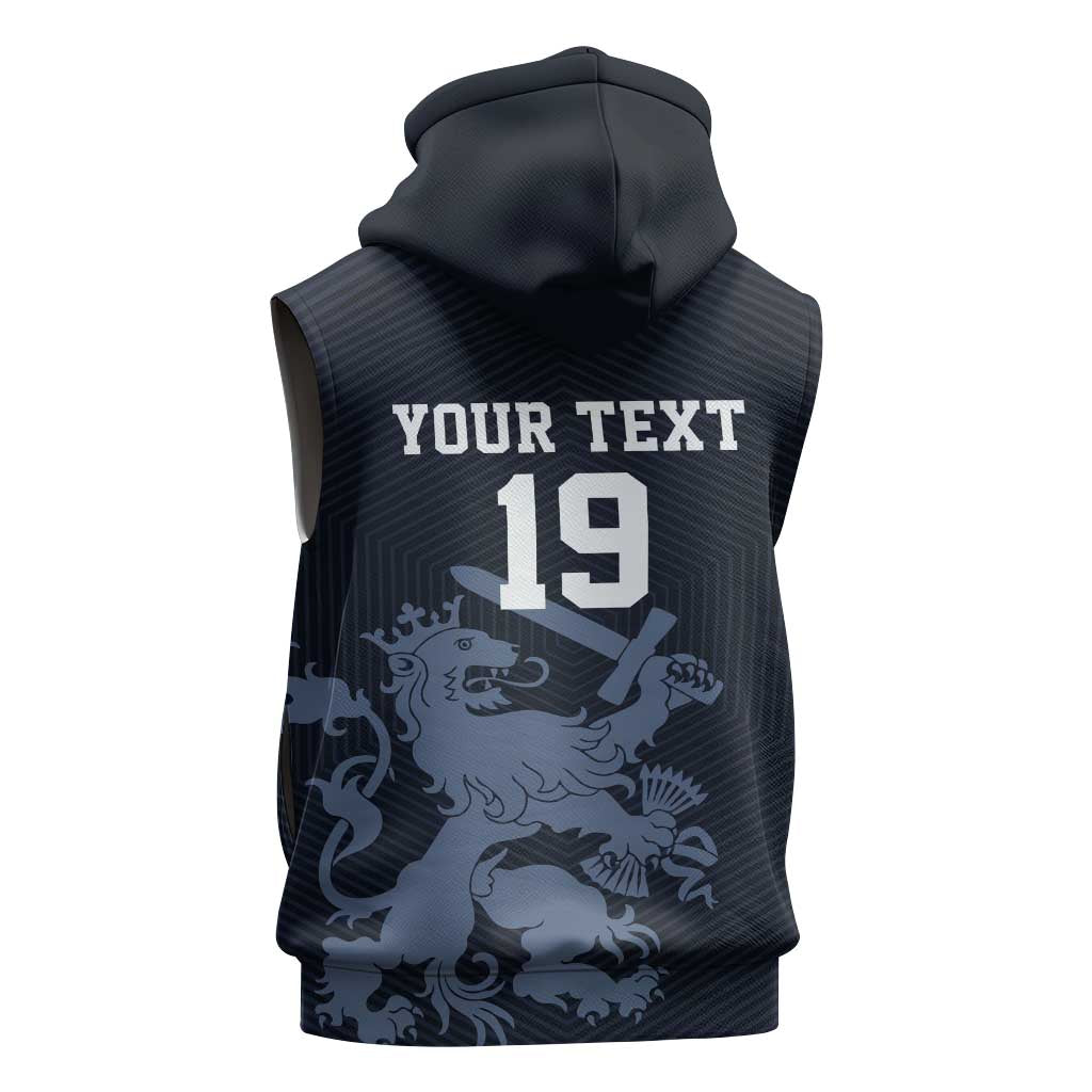Custom World Football 2026 Netherlands Sleeveless Hoodie Holland Navy Dutch Lion - Wonder Print Shop