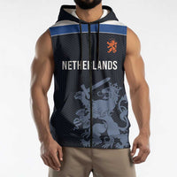 Custom World Football 2026 Netherlands Sleeveless Zip Hoodie Holland Navy Dutch Lion - Wonder Print Shop
