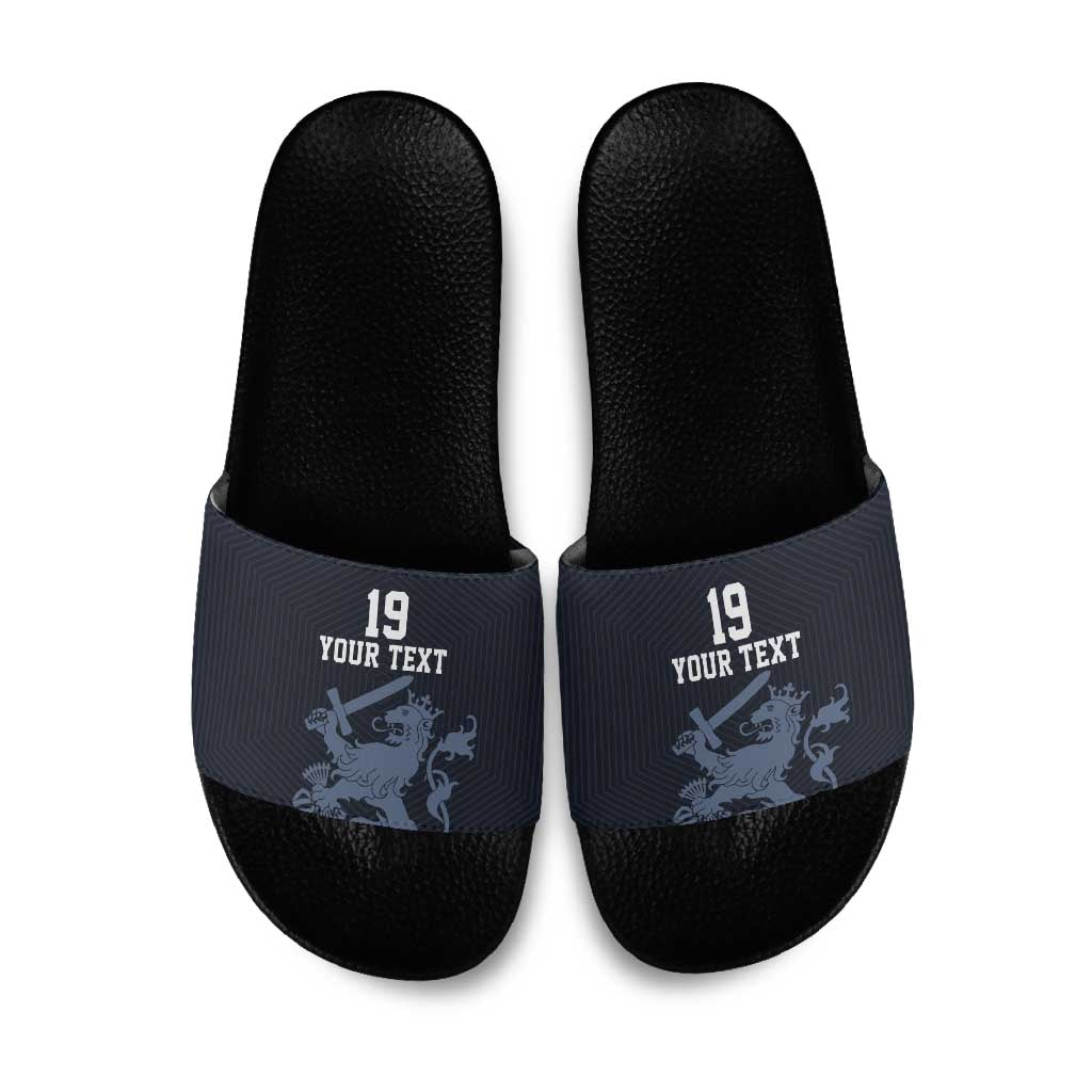 Custom World Football 2026 Netherlands Slide Sandals Holland Navy Dutch Lion - Wonder Print Shop
