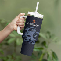 Custom World Football 2026 Netherlands Tumbler With Handle Holland Navy Dutch Lion - Wonder Print Shop