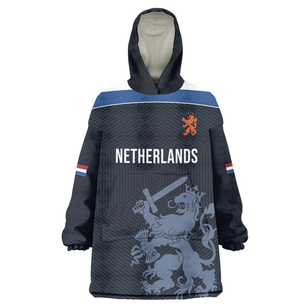 Custom World Football 2026 Netherlands Wearable Blanket Hoodie Holland Navy Dutch Lion - Wonder Print Shop