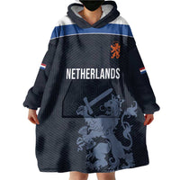 Custom World Football 2026 Netherlands Wearable Blanket Hoodie Holland Navy Dutch Lion - Wonder Print Shop