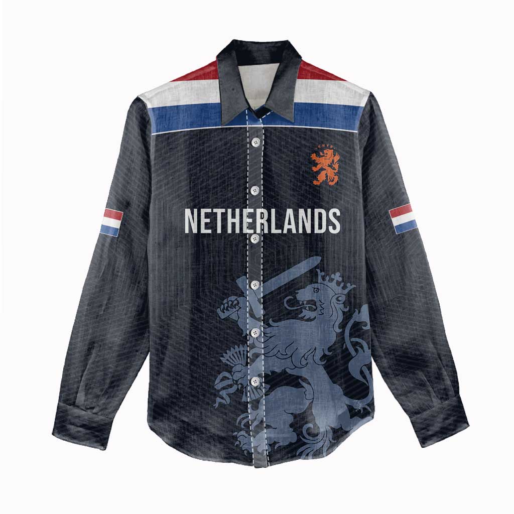 Custom World Football 2026 Netherlands Women Casual Shirt Holland Navy Dutch Lion - Wonder Print Shop