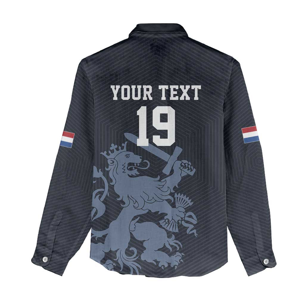Custom World Football 2026 Netherlands Women Casual Shirt Holland Navy Dutch Lion - Wonder Print Shop