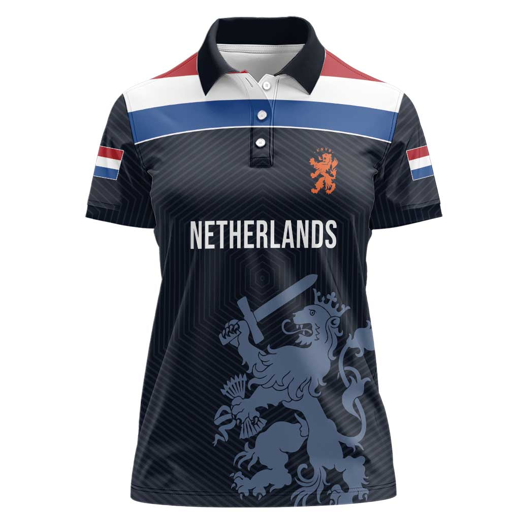 Custom World Football 2026 Netherlands Women Polo Shirt Holland Navy Dutch Lion - Wonder Print Shop