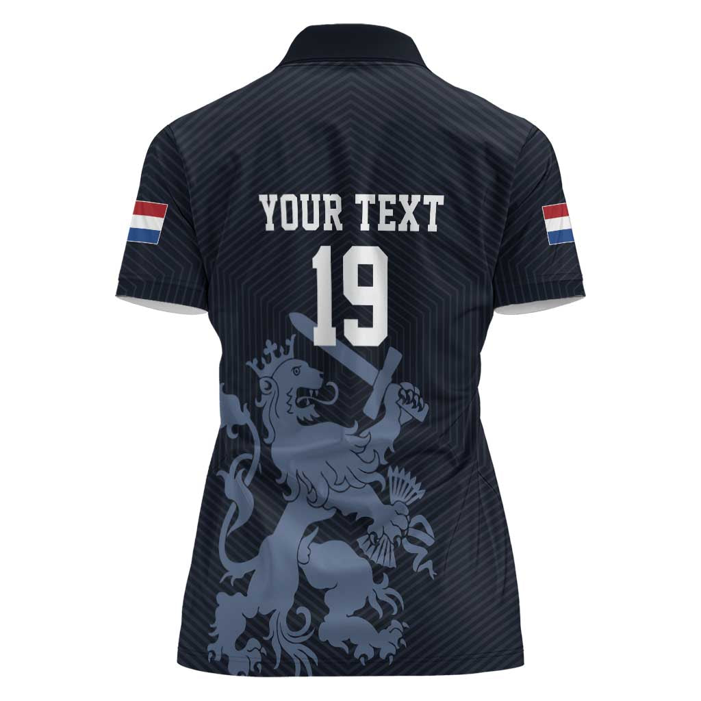 Custom World Football 2026 Netherlands Women Polo Shirt Holland Navy Dutch Lion - Wonder Print Shop