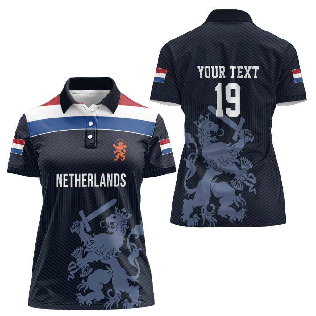 Custom World Football 2026 Netherlands Women Polo Shirt Holland Navy Dutch Lion - Wonder Print Shop