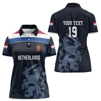 Custom World Football 2026 Netherlands Women Polo Shirt Holland Navy Dutch Lion - Wonder Print Shop