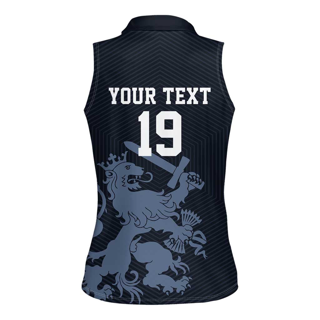 Custom World Football 2026 Netherlands Women Sleeveless Polo Shirt Holland Navy Dutch Lion - Wonder Print Shop