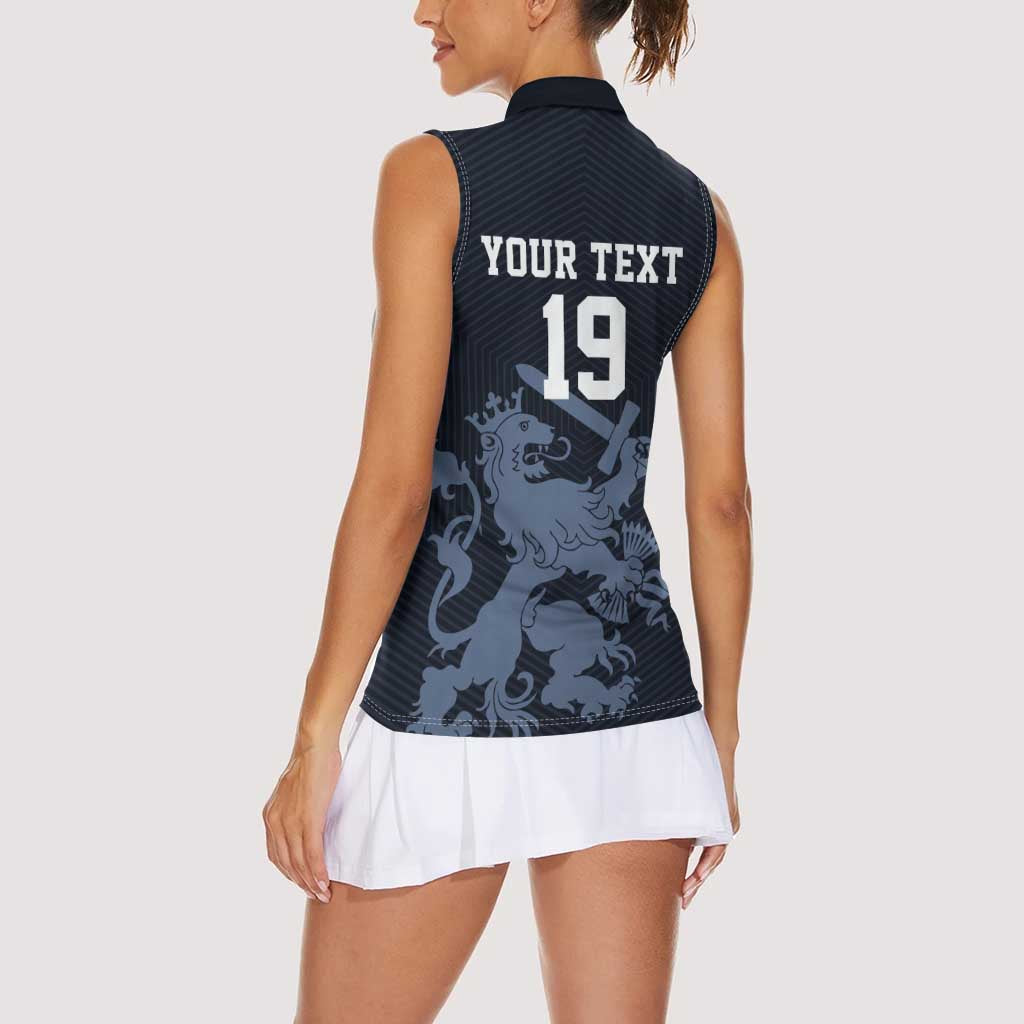 Custom World Football 2026 Netherlands Women Sleeveless Polo Shirt Holland Navy Dutch Lion - Wonder Print Shop