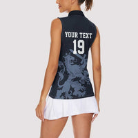 Custom World Football 2026 Netherlands Women Sleeveless Polo Shirt Holland Navy Dutch Lion - Wonder Print Shop