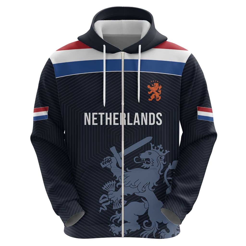 Custom World Football 2026 Netherlands Zip Hoodie Holland Navy Dutch Lion - Wonder Print Shop