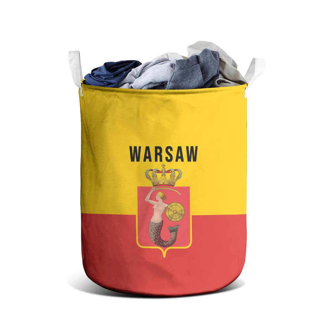 Warsaw Capital of Poland Laundry Basket Royal Syrenka Heraldic Design