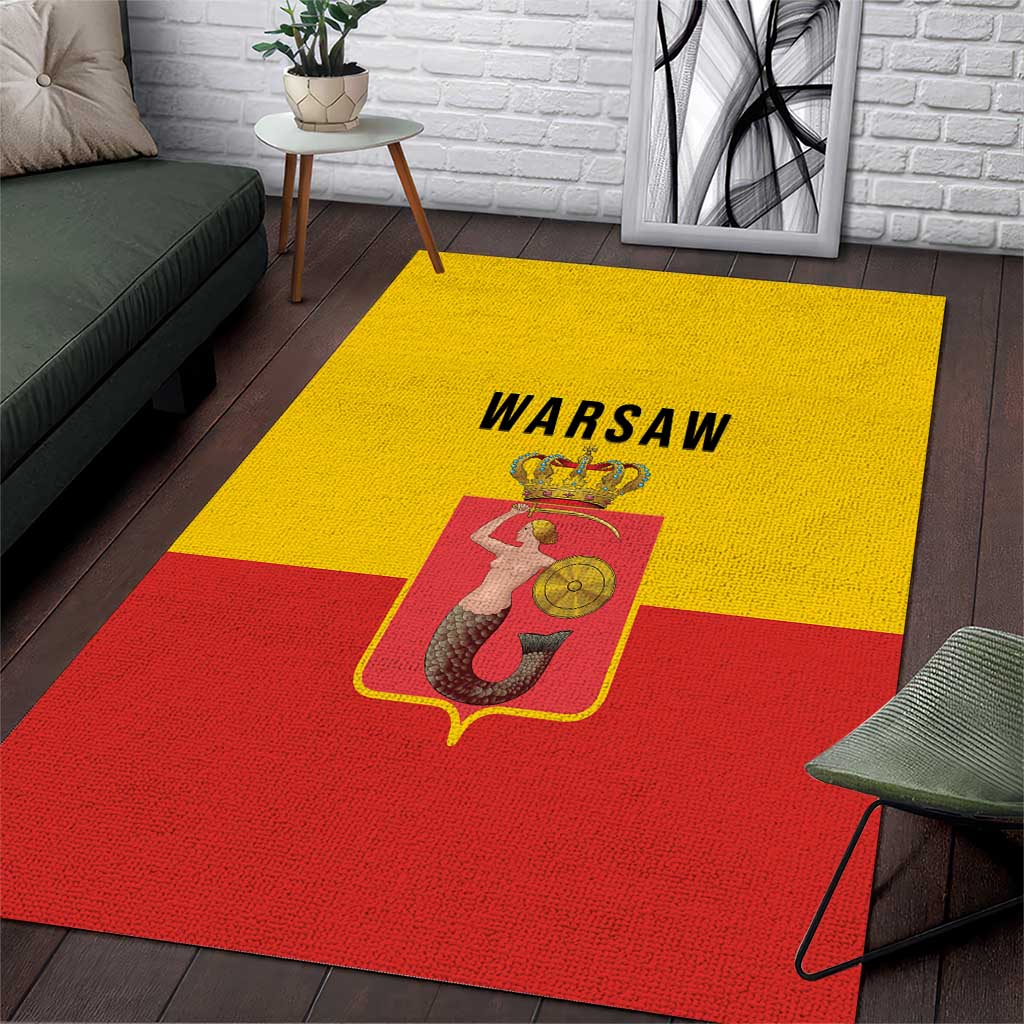 Warsaw Capital of Poland Area Rug Royal Syrenka Heraldic Design