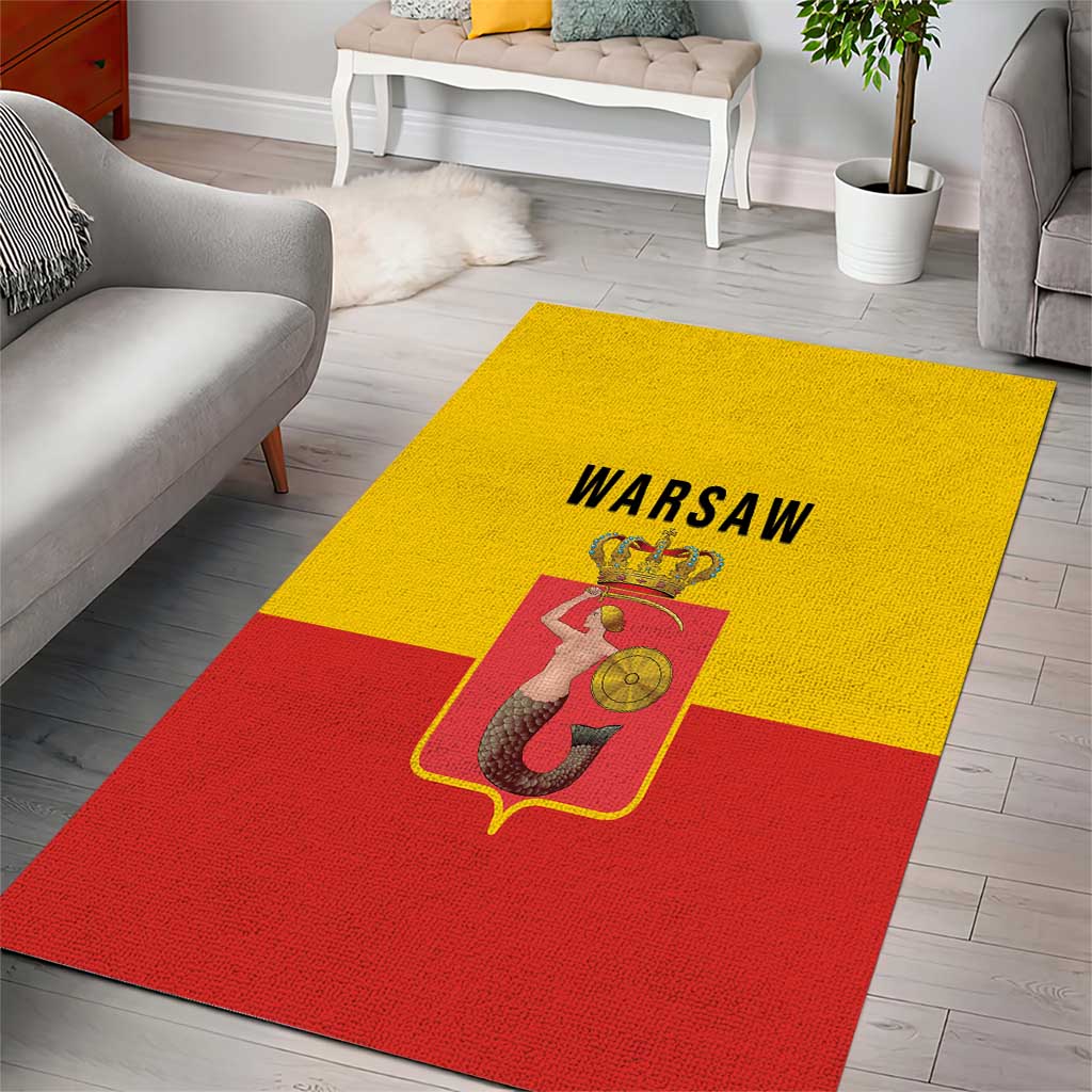 Warsaw Capital of Poland Area Rug Royal Syrenka Heraldic Design