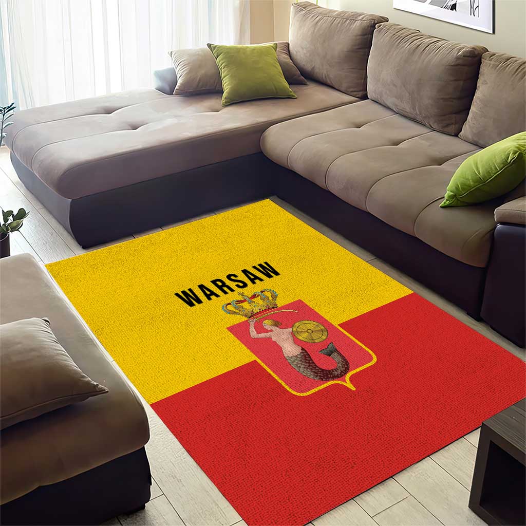 Warsaw Capital of Poland Area Rug Royal Syrenka Heraldic Design