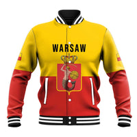 Personalized Warsaw Capital of Poland Baseball Jacket Royal Syrenka Heraldic Design