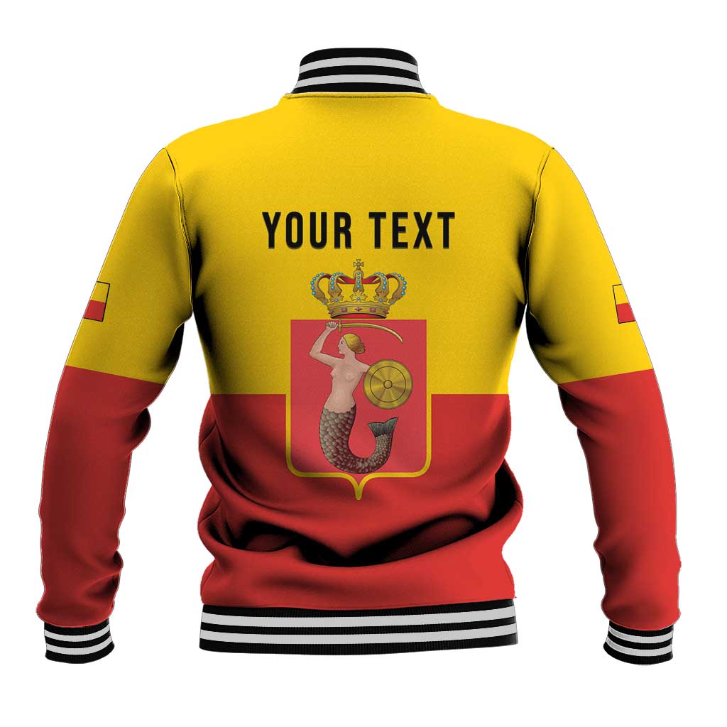 Personalized Warsaw Capital of Poland Baseball Jacket Royal Syrenka Heraldic Design