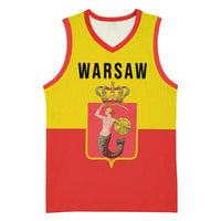Personalized Warsaw Capital of Poland Basketball Jersey Royal Syrenka Heraldic Design
