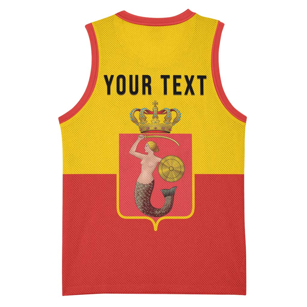Personalized Warsaw Capital of Poland Basketball Jersey Royal Syrenka Heraldic Design