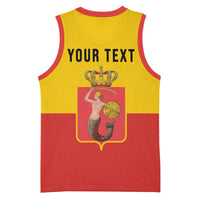 Personalized Warsaw Capital of Poland Basketball Jersey Royal Syrenka Heraldic Design